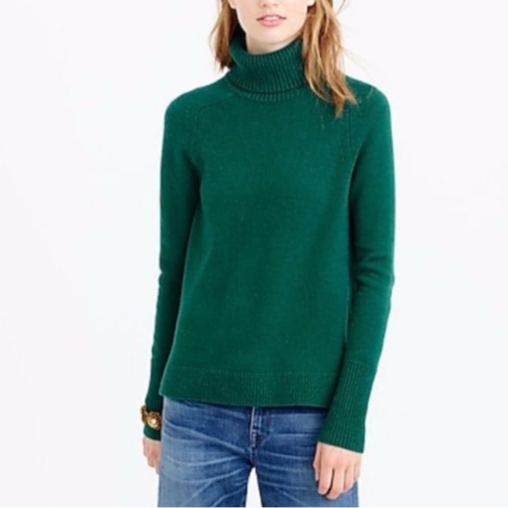 J. Crew Women’s Classic Turtleneck Wool Cashmere Blend Green Sweater XS